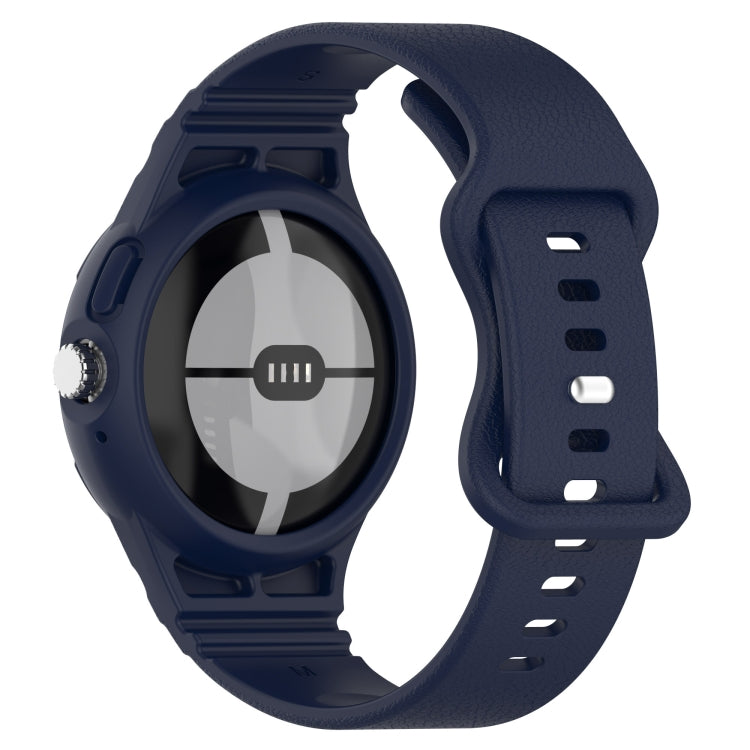 For Google Pixel Watch Leather Texture Silicone Integrated Watch Band
