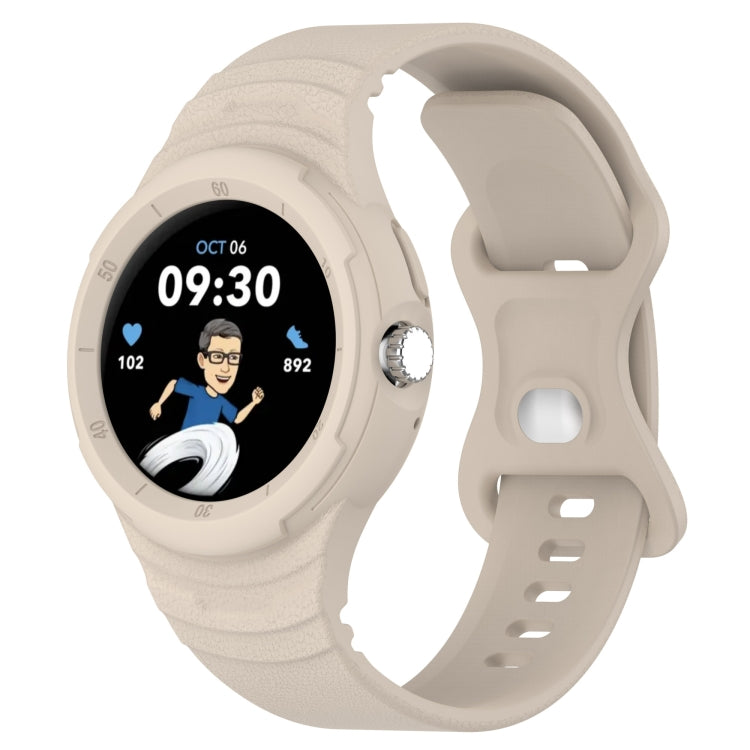 For Google Pixel Watch Leather Texture Silicone Integrated Watch Band