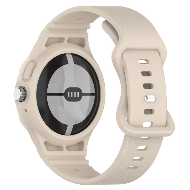 For Google Pixel Watch Leather Texture Silicone Integrated Watch Band