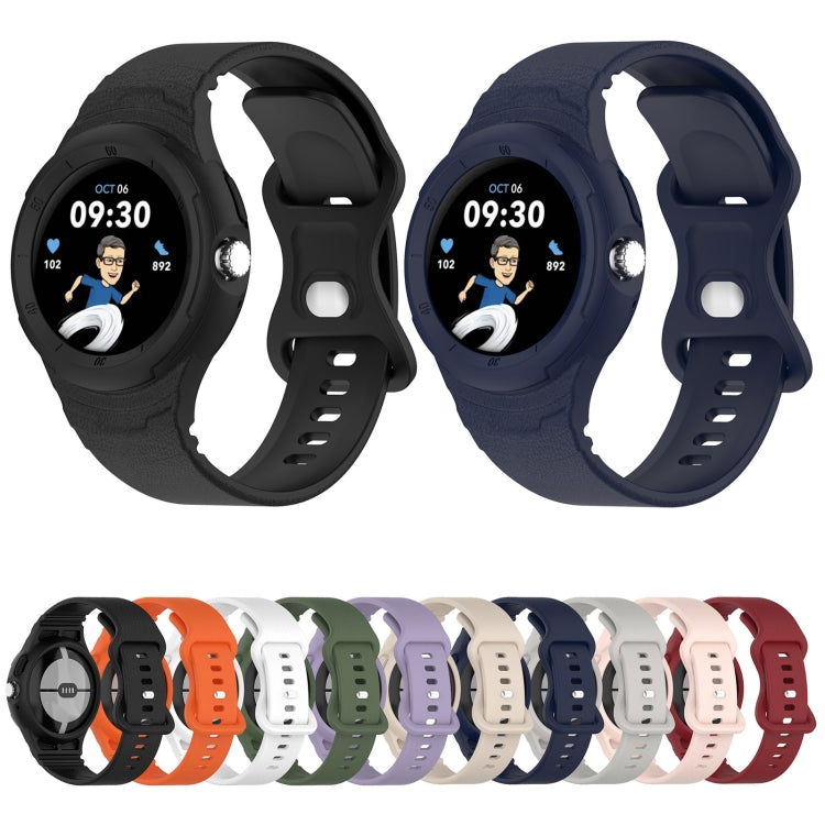 For Google Pixel Watch Leather Texture Silicone Integrated Watch Band