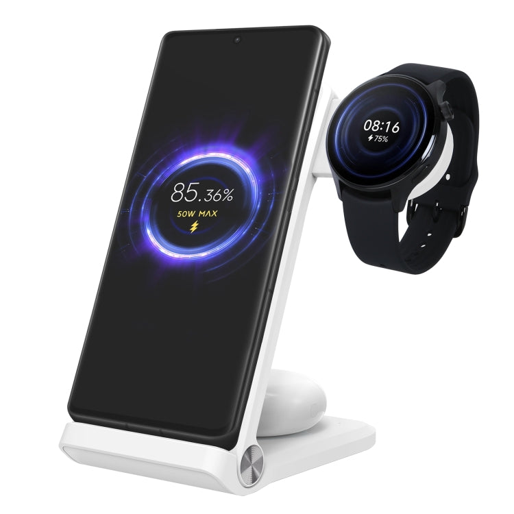 NILLKIN 3 in 1 Wireless Charger with Xiaomi S1 Pro Watch Charger, Plug Type:EU Plug(White)