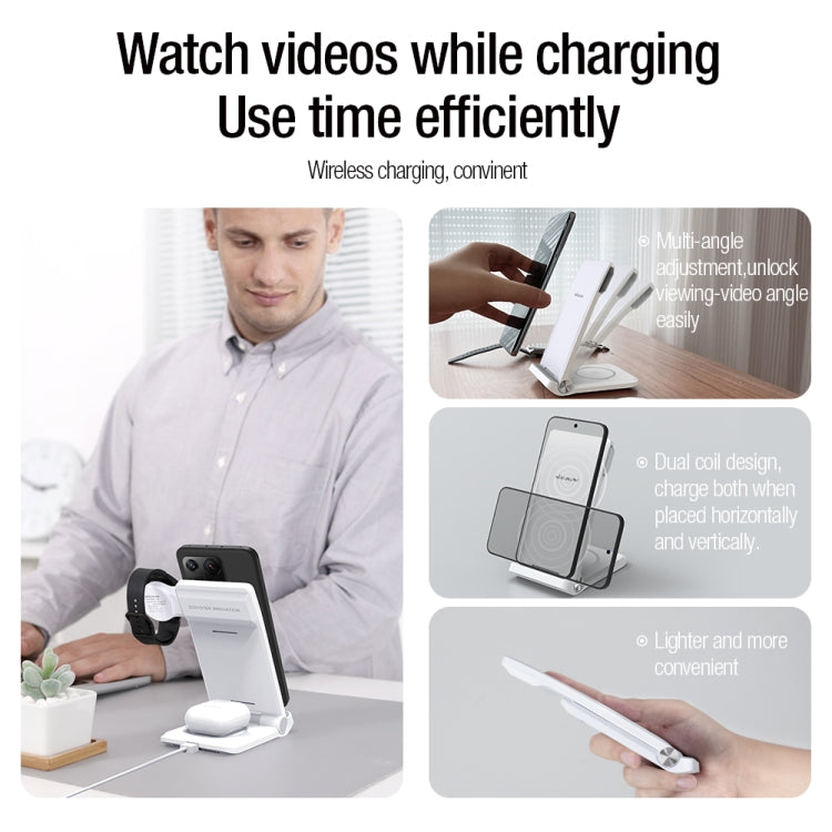 NILLKIN 3 in 1 Wireless Charger with Xiaomi S1 Pro Watch Charger, Plug Type:EU Plug(White)
