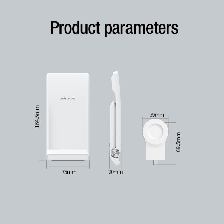 NILLKIN 3 in 1 Wireless Charger with Xiaomi S1 Pro Watch Charger, Plug Type:EU Plug(White)
