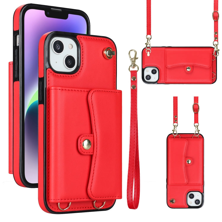 For iPhone 14 / 13 RFID Card Slot Phone Case with Long Lanyard