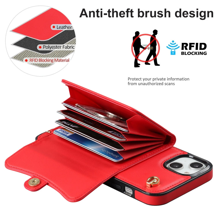 For iPhone 14 / 13 RFID Card Slot Phone Case with Long Lanyard