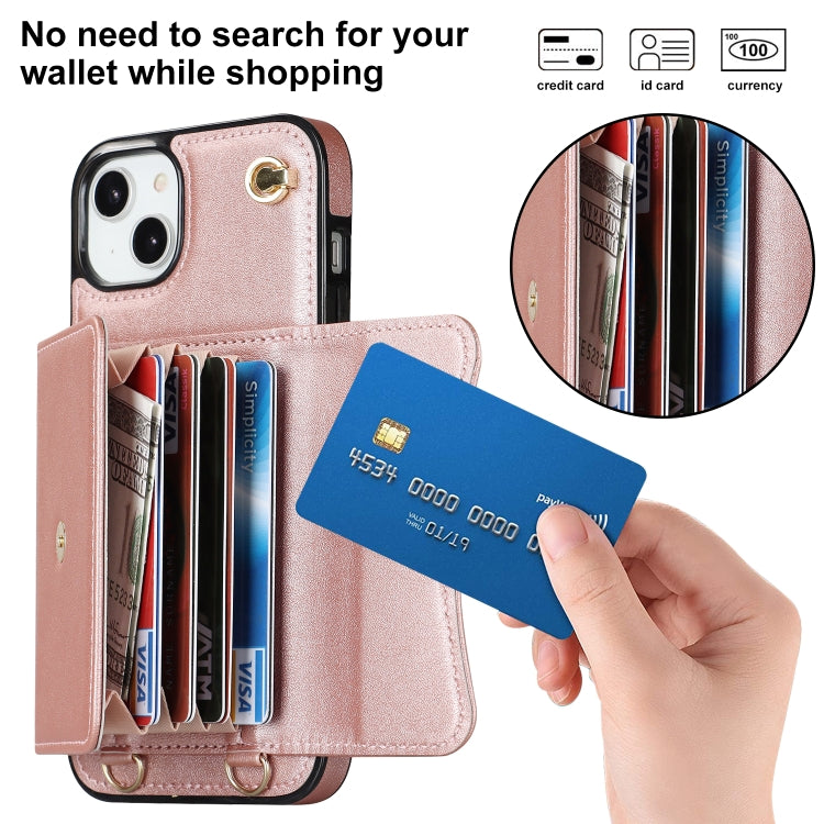 For iPhone 14 Plus RFID Card Slot Phone Case with Long Lanyard