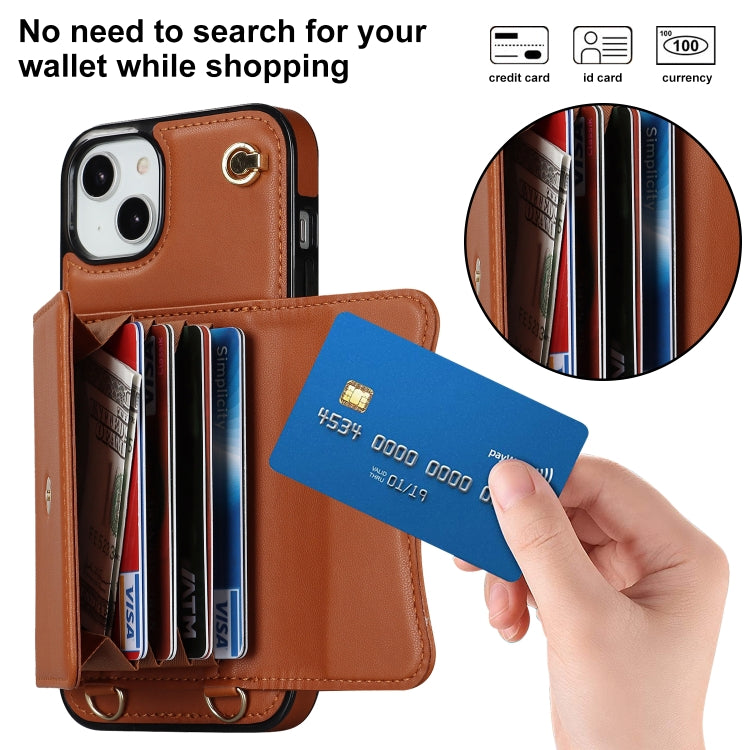 For iPhone 14 Plus RFID Card Slot Phone Case with Long Lanyard