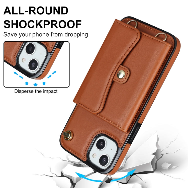 For iPhone 14 Plus RFID Card Slot Phone Case with Long Lanyard