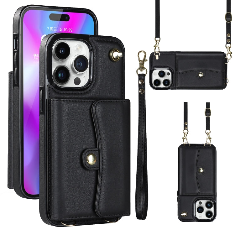 For iPhone 14 Pro RFID Card Slot Phone Case with Long Lanyard