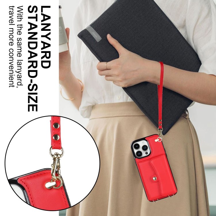 For iPhone 14 Pro RFID Card Slot Phone Case with Long Lanyard