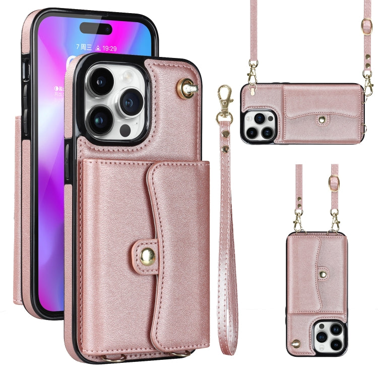 For iPhone 14 Pro RFID Card Slot Phone Case with Long Lanyard