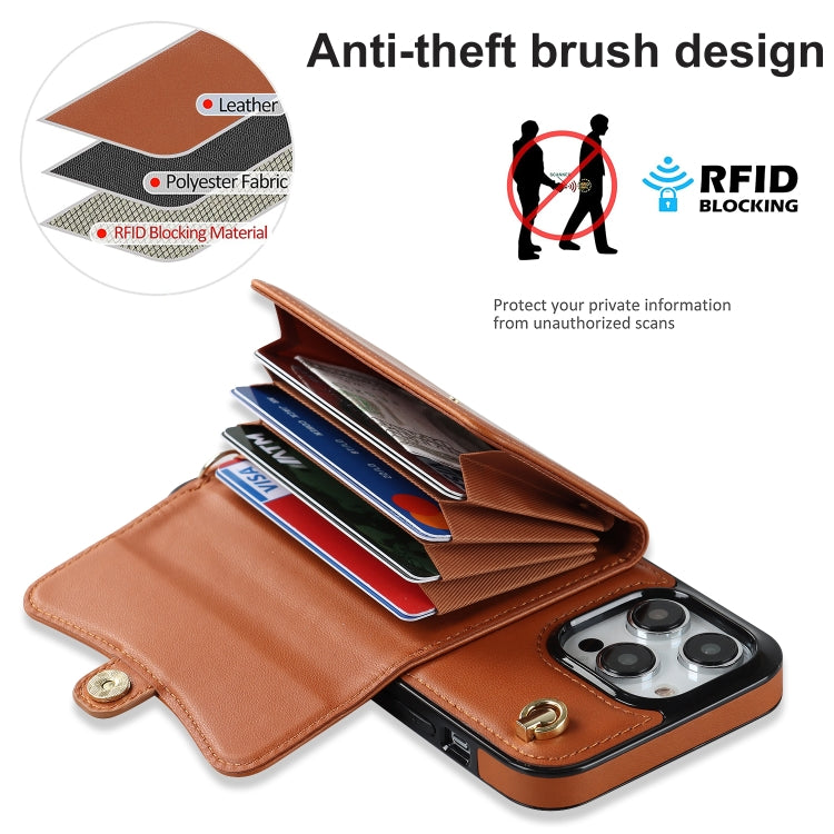 For iPhone 14 Pro RFID Card Slot Phone Case with Long Lanyard