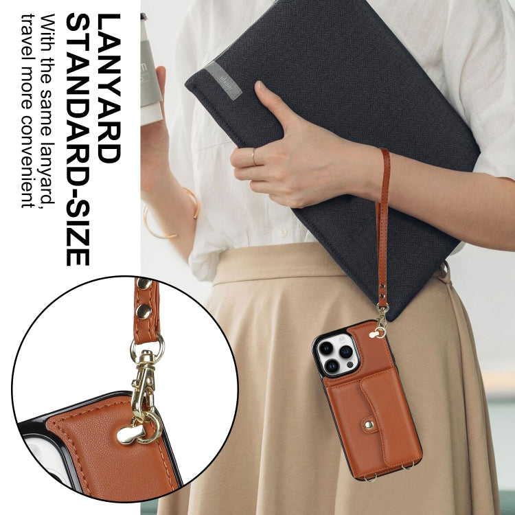 For iPhone 14 Pro RFID Card Slot Phone Case with Long Lanyard