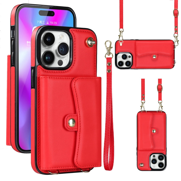 For iPhone 14 Pro Max RFID Card Slot Phone Case with Long Lanyard