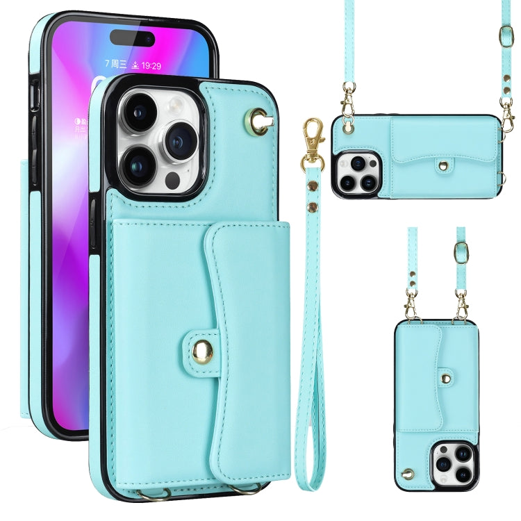 For iPhone 14 Pro Max RFID Card Slot Phone Case with Long Lanyard