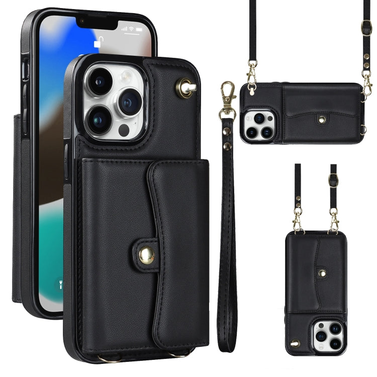 For iPhone 13 Pro Max RFID Card Slot Phone Case with Long Lanyard