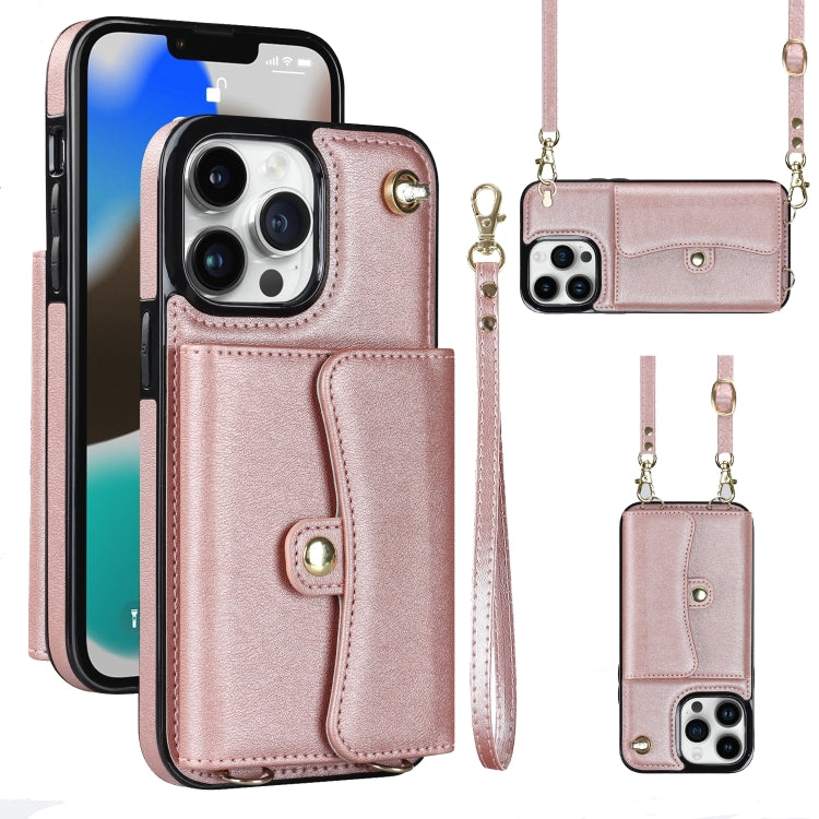 For iPhone 13 Pro Max RFID Card Slot Phone Case with Long Lanyard