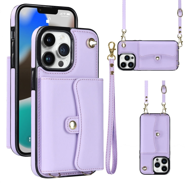For iPhone 13 Pro Max RFID Card Slot Phone Case with Long Lanyard