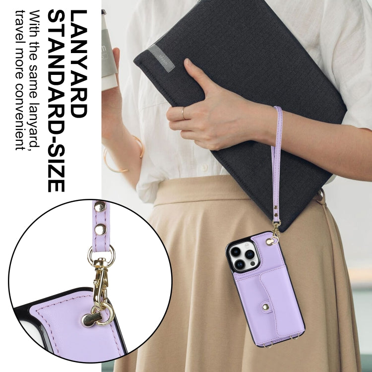 For iPhone 13 Pro Max RFID Card Slot Phone Case with Long Lanyard