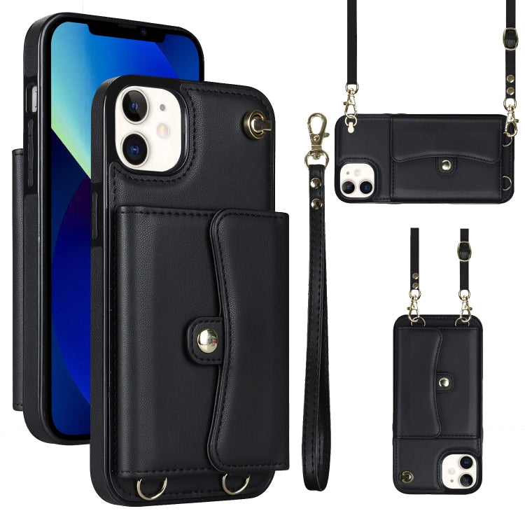 For iPhone 12 RFID Card Slot Phone Case with Long Lanyard