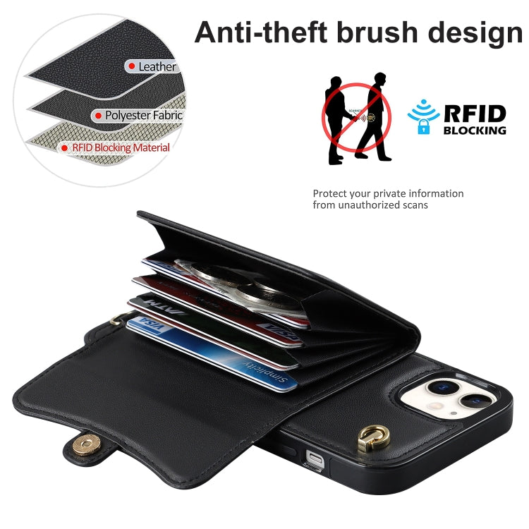 For iPhone 12 RFID Card Slot Phone Case with Long Lanyard