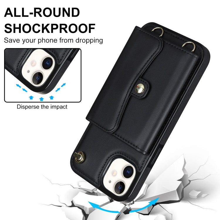 For iPhone 12 RFID Card Slot Phone Case with Long Lanyard