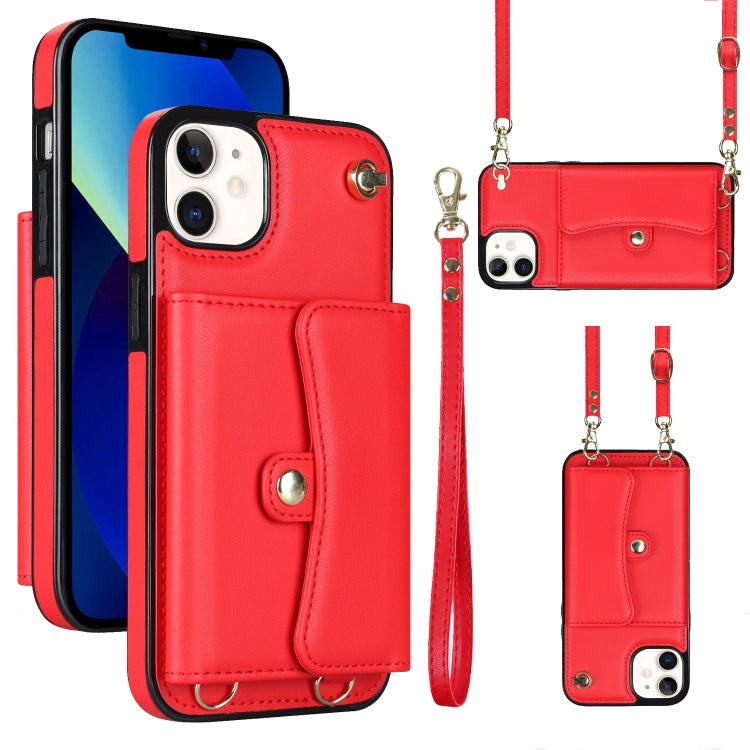 For iPhone 12 RFID Card Slot Phone Case with Long Lanyard