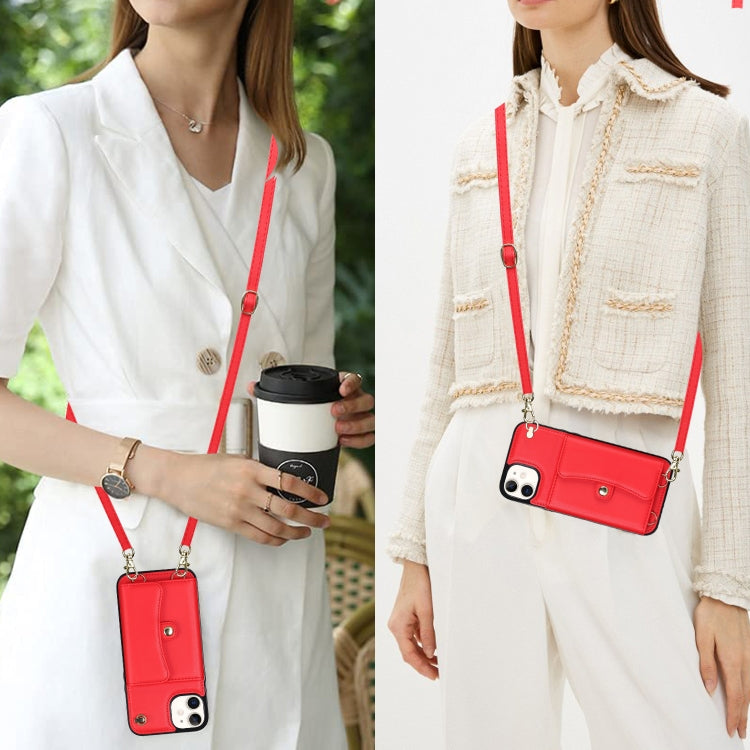 For iPhone 12 RFID Card Slot Phone Case with Long Lanyard