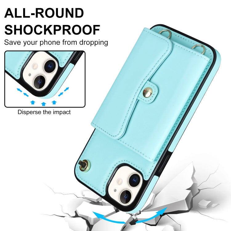 For iPhone 12 RFID Card Slot Phone Case with Long Lanyard