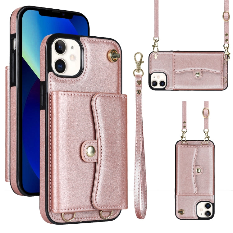 For iPhone 12 RFID Card Slot Phone Case with Long Lanyard