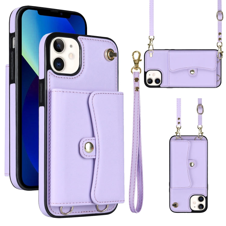 For iPhone 12 RFID Card Slot Phone Case with Long Lanyard