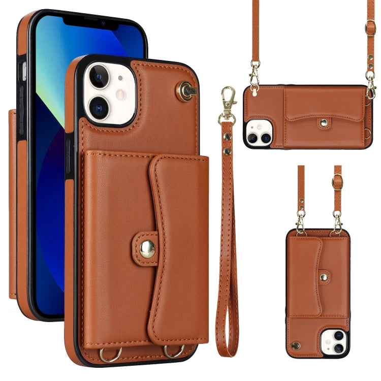 For iPhone 12 RFID Card Slot Phone Case with Long Lanyard