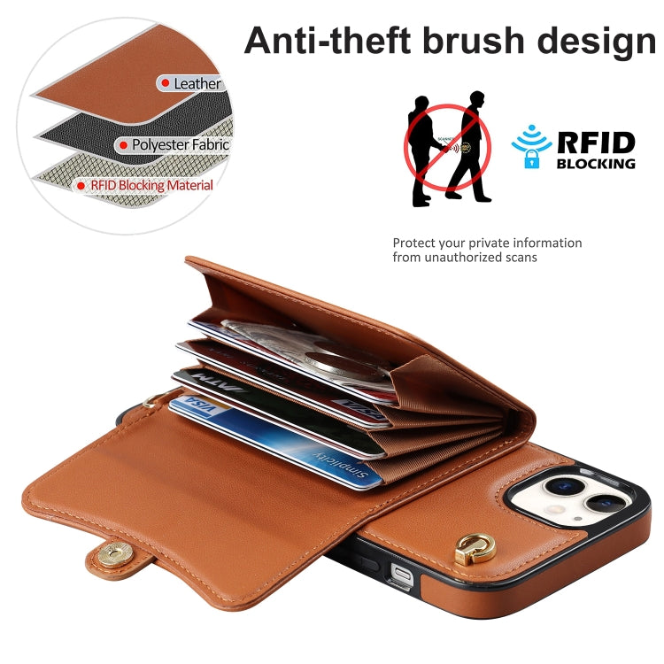 For iPhone 12 RFID Card Slot Phone Case with Long Lanyard