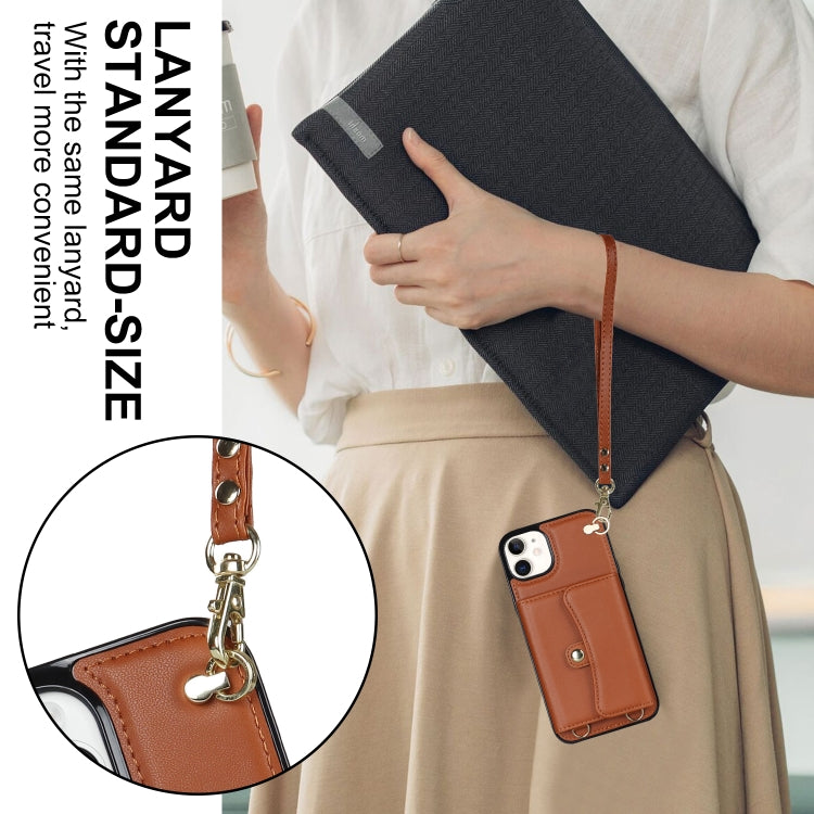 For iPhone 12 RFID Card Slot Phone Case with Long Lanyard
