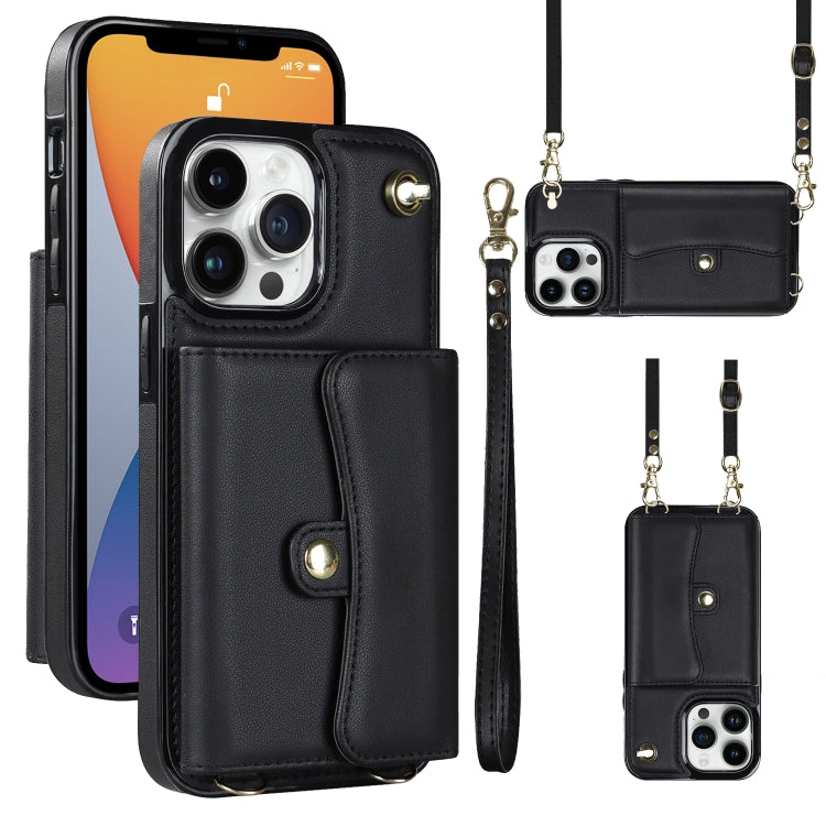 For iPhone 12 Pro Max RFID Card Slot Phone Case with Long Lanyard