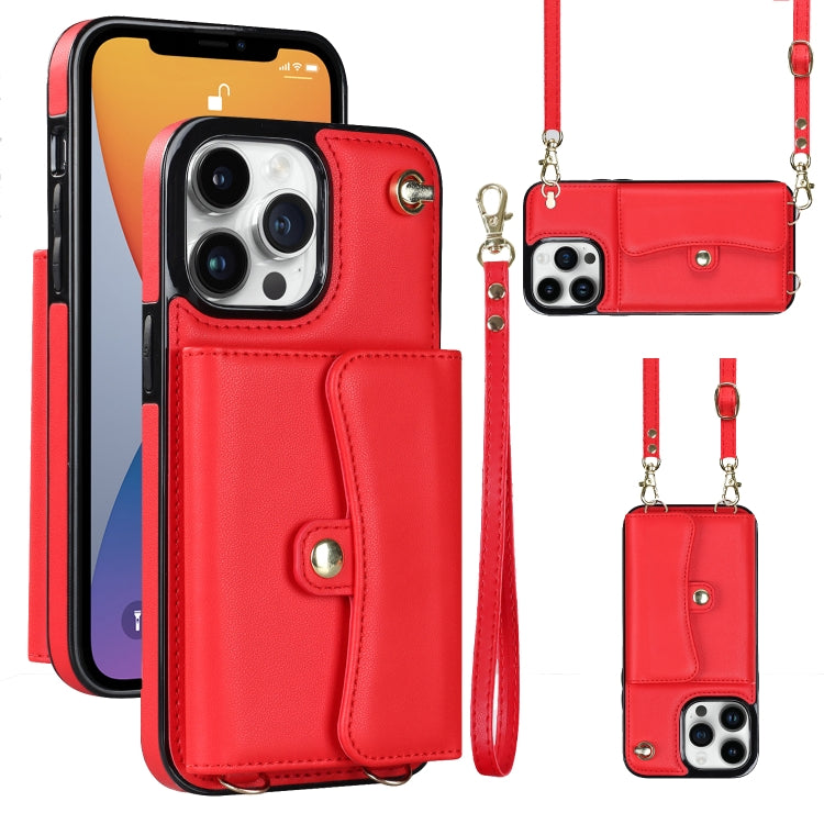 For iPhone 12 Pro Max RFID Card Slot Phone Case with Long Lanyard