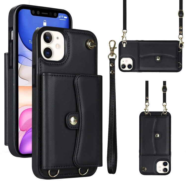 For iPhone 11 RFID Card Slot Phone Case with Long Lanyard