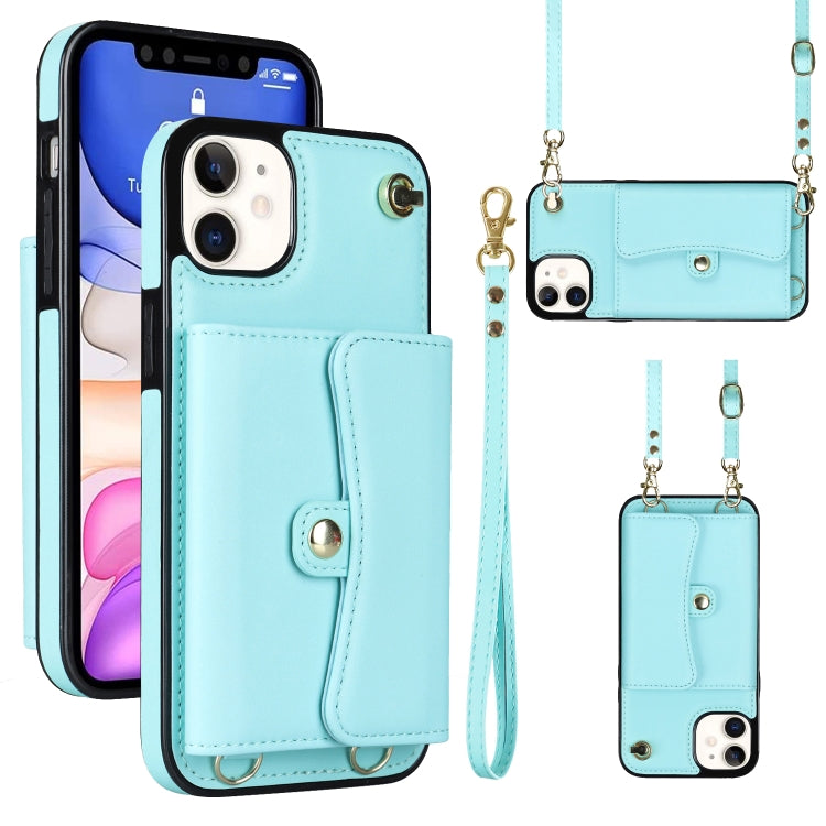 For iPhone 11 RFID Card Slot Phone Case with Long Lanyard