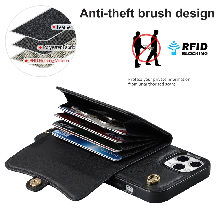 For iPhone 11 Pro Max RFID Card Slot Phone Case with Long Lanyard
