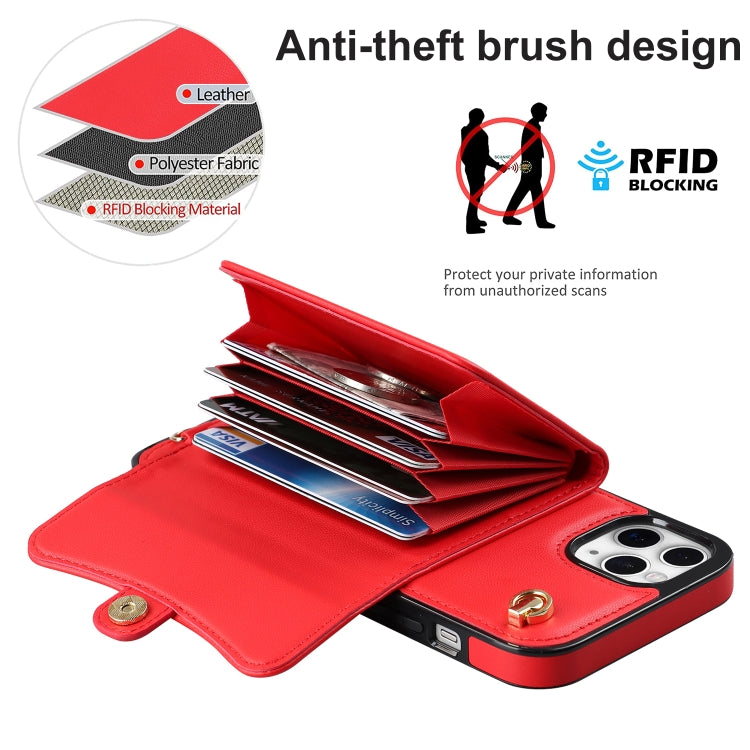 For iPhone 11 Pro Max RFID Card Slot Phone Case with Long Lanyard