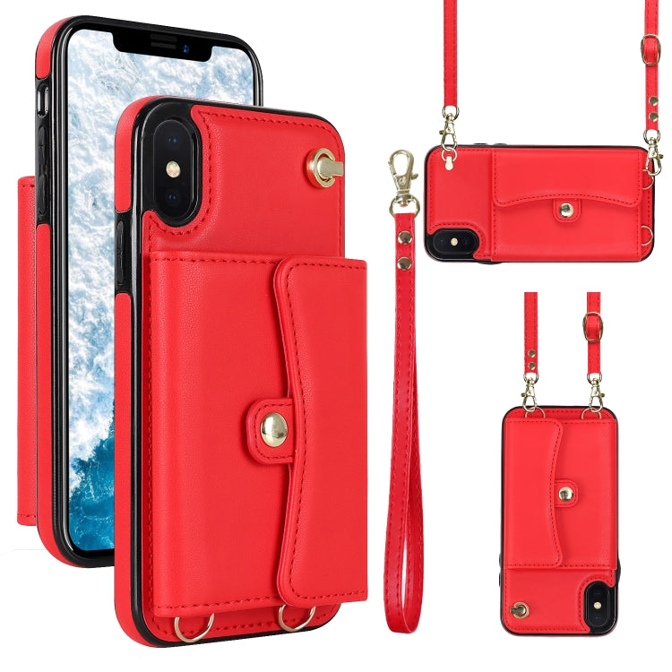 For iPhone X / XS RFID Card Slot Phone Case with Long Lanyard