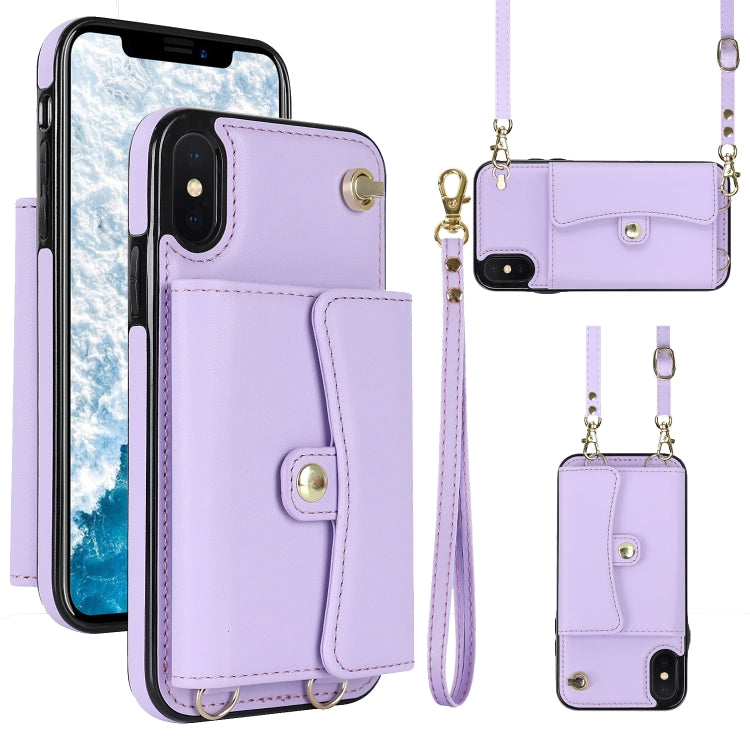 For iPhone X / XS RFID Card Slot Phone Case with Long Lanyard