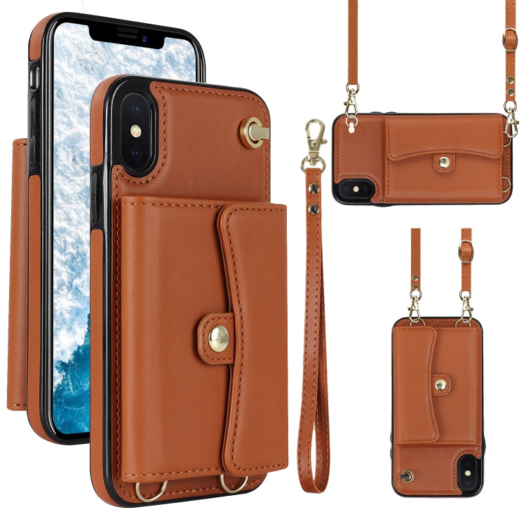 For iPhone X / XS RFID Card Slot Phone Case with Long Lanyard