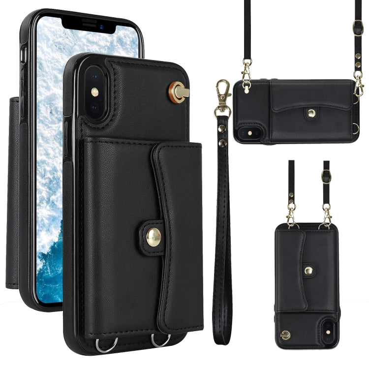 For iPhone XS Max RFID Card Slot Phone Case with Long Lanyard