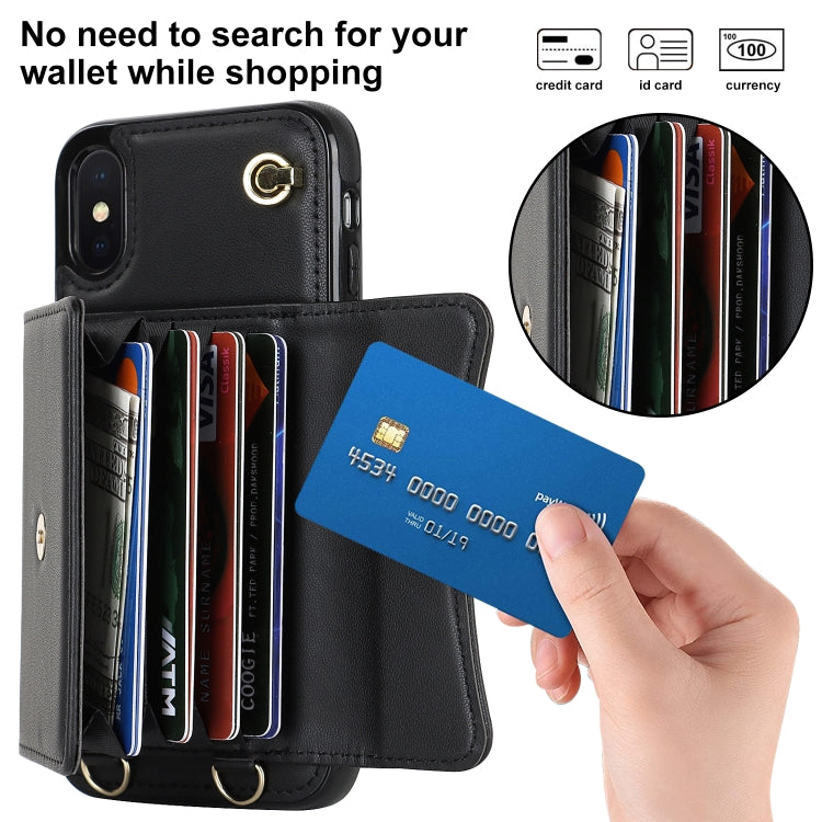 For iPhone XS Max RFID Card Slot Phone Case with Long Lanyard