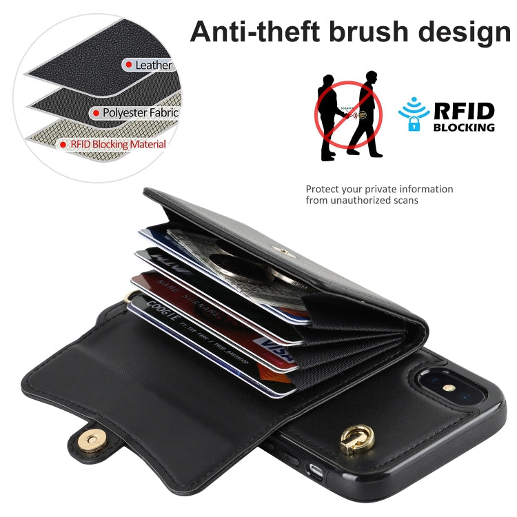 For iPhone XS Max RFID Card Slot Phone Case with Long Lanyard