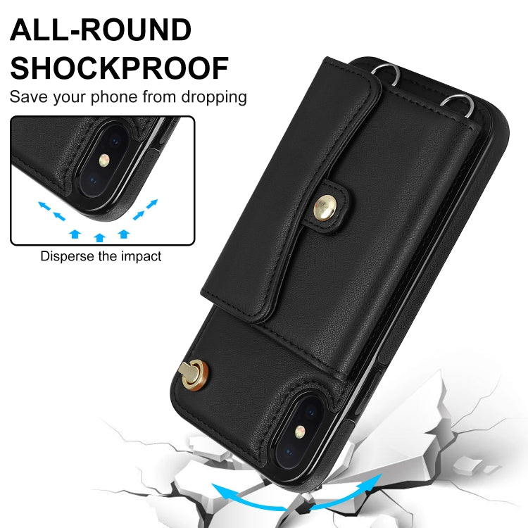 For iPhone XS Max RFID Card Slot Phone Case with Long Lanyard