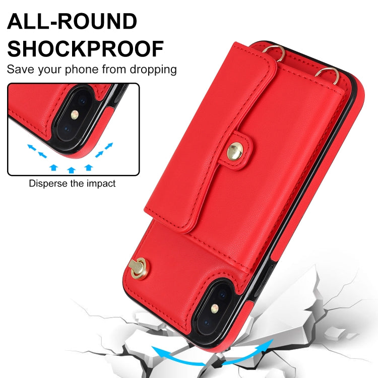 For iPhone XS Max RFID Card Slot Phone Case with Long Lanyard