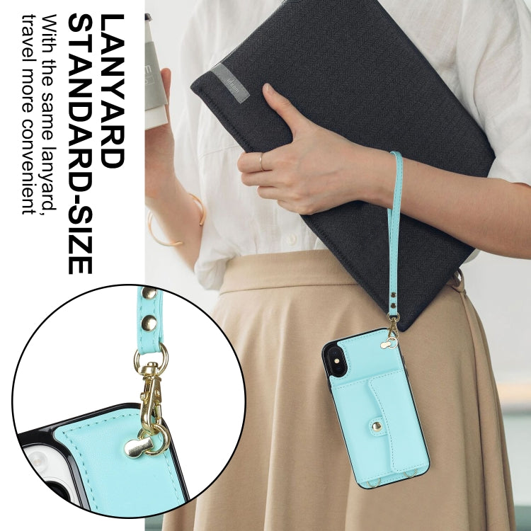 For iPhone XS Max RFID Card Slot Phone Case with Long Lanyard