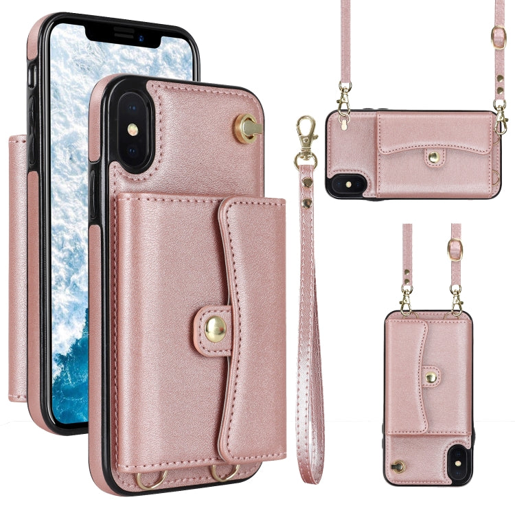 For iPhone XS Max RFID Card Slot Phone Case with Long Lanyard